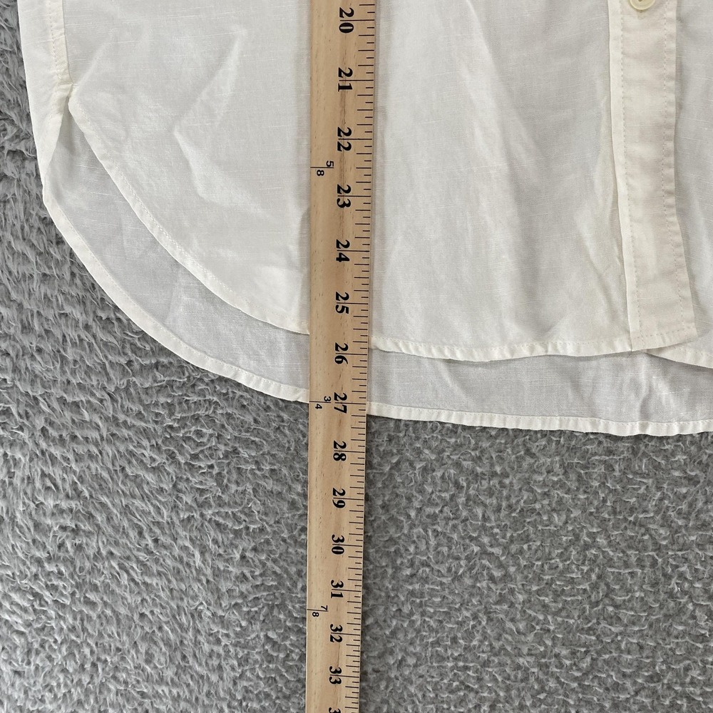 Uniqlo Linen Top Womens Medium Button Up Minimalist Capsule Collarless White - Picture 4 of 12